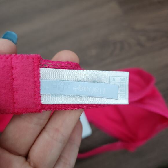 Eberjey Classic T Shirt Unlined Bra 34B Fuchsia Lightweight Loungewear‎ Barbie - Picture 4 of 5